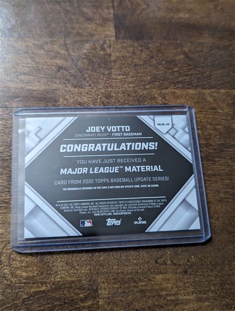 Mavin JOEY VOTTO 2022 TOPPS UPDATE BLACK MAJOR LEAGUE MATERIALS RELIC