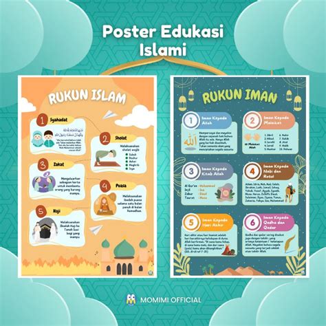 Jual Poster Edukasi Rukun Islam Rukun Iman Poster Belajar Anak Mengenal Agama Islam Shopee