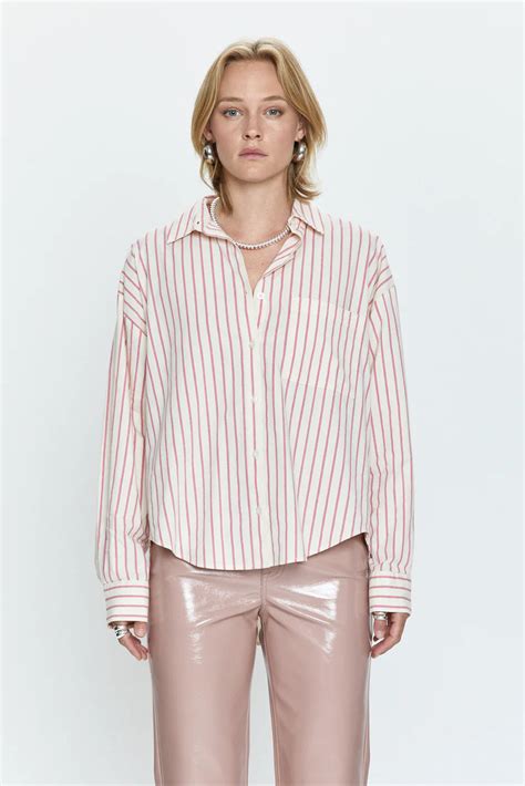 Pistola Sloane Oversized Button Down Shirt Rose Multi Stripe