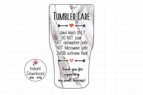 Printable Tumbler Care Card Tumbler Wash Instructions 1109217 Other Design Bundles