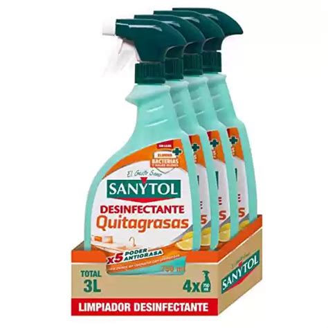 Pack 4x750ml Sanytol Limpiador Desinfectante Desengrasante Cocinas