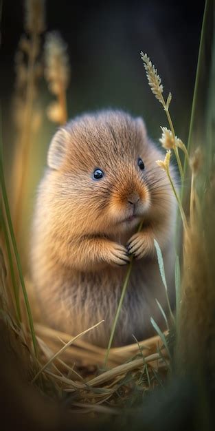 premium ai image cute pine vole   natural habitat  close