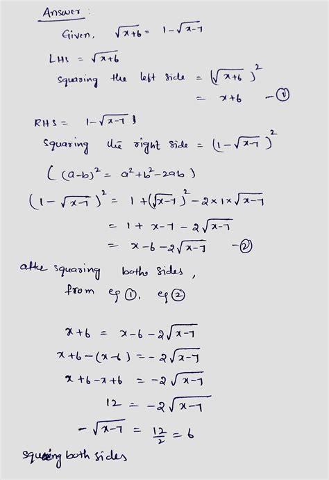 Solved Consider The Equation X Vx Squaring The Left Side