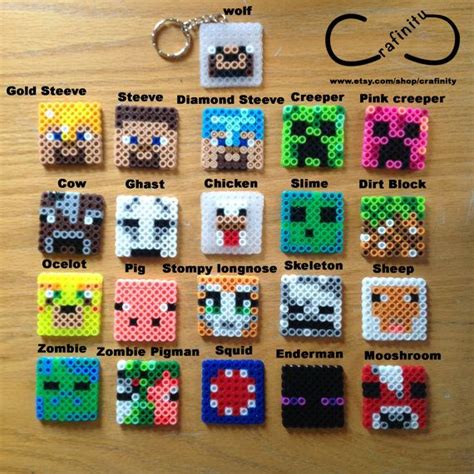 Party Favor Minecrafts Characters Perler Bead By Crafinity On Etsy