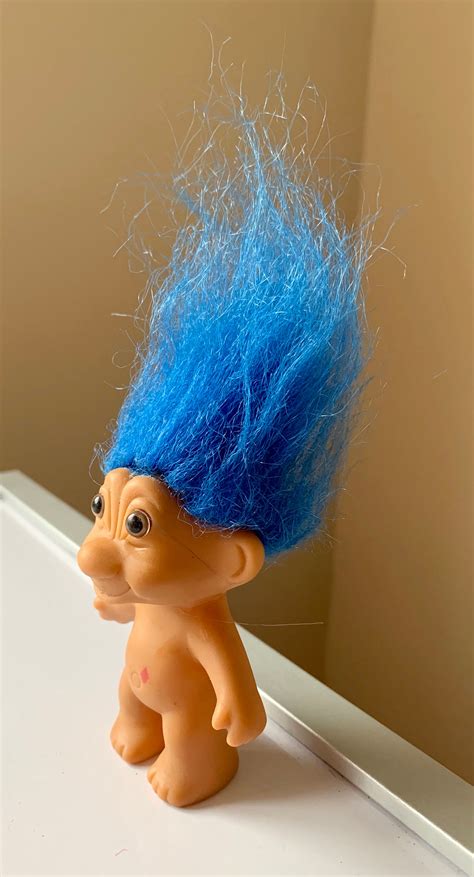 Vintage 1980s 1990s Blue Hair Troll Doll In Diamond Etsy