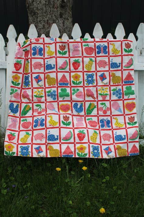 Vintage Doll Baby Quilt Cheater Patchwork Print Calico Tied Comforter