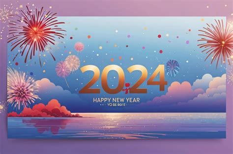 Saludos al 2024 hermoso diseño brillante para un feliz año nuevo