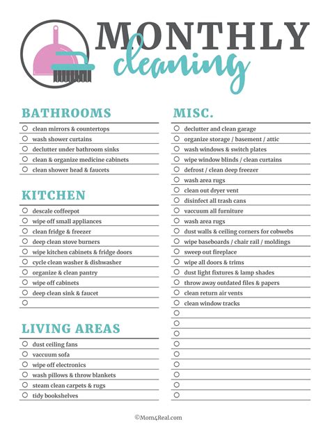 Daily Cleaning Schedule Chart