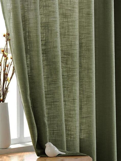 Olive Green Single Panel Sheer Curtain Shein Usa