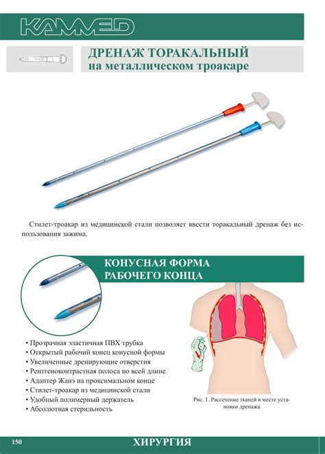 ДРЕНАЖ ТОРАКАЛЬНИЙ на металевому троакарі - Фабрика медичного устаткування