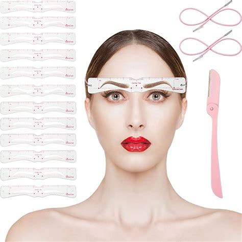 15 Pieces Eyebrow Stencil Shaper Kit Includes 12 Pairs Reusable