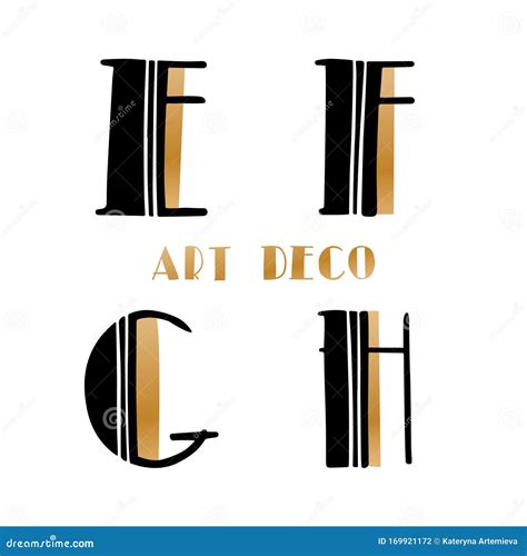 Letra Art Deco Retro Dorado Alfabeto Fuente Del Alfabeto Creativo