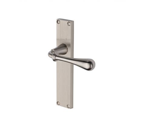 Heritage Brass Roma On Reeded Backplate Satin Nickel Door Handles From Handles 4 Homes Ltd Uk