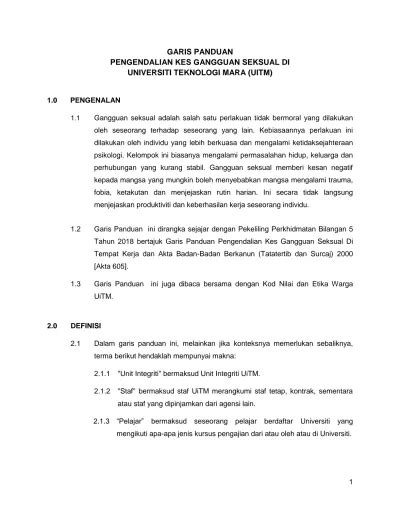 Garis Panduan Pengendalian Kes Gangguan Seksual Di Universiti Teknologi