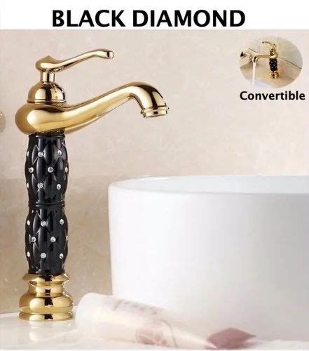 Fancy Basin Faucet Tap Mixer Hot And Cold Spout Aerated 12 Inch Height Gold Black Diamond Colour