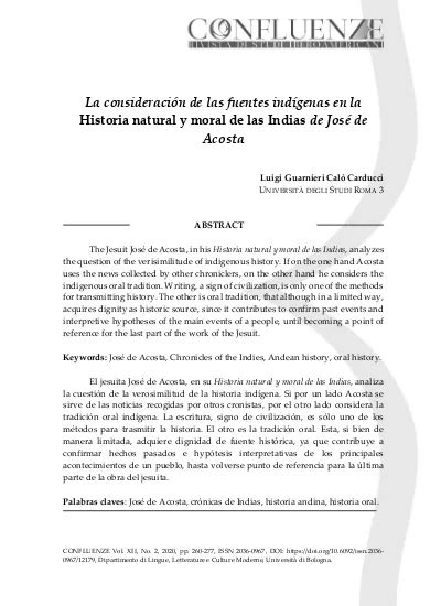 La consideración de las fuentes indígenas en la Historia natural y