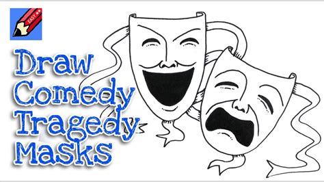 How To Draw Tragedy And Comedy Masks Real Easy Youtube