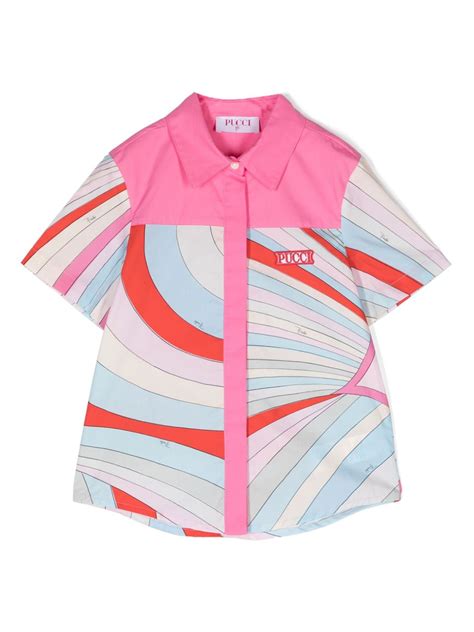 Pucci Junior Iride Print Cotton Shirt Farfetch