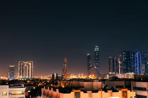 Premium Photo | Dubai skyscrapers at night