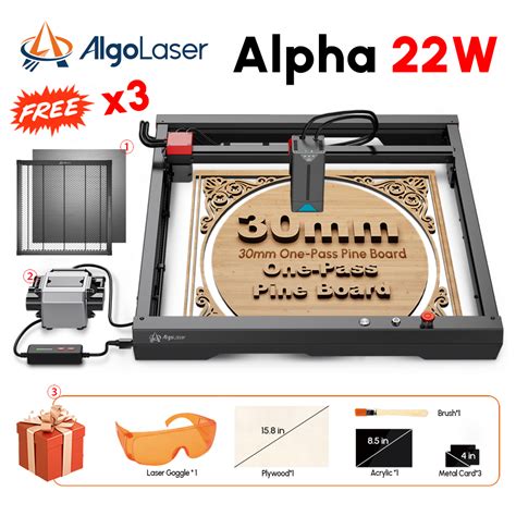 22W AlgoLaser Alpha Laser Cutter 400 400mm Laser Engraving Machine For