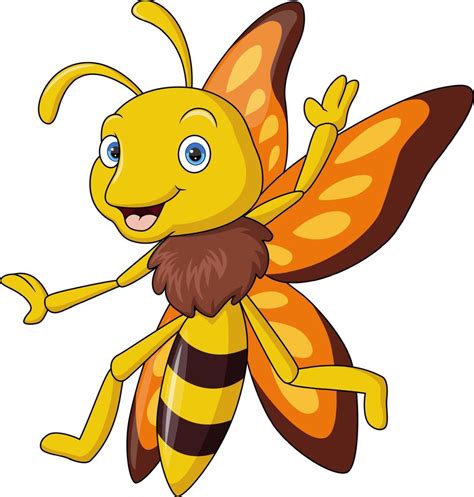 Lindo Feliz Abeja Caricatura Blanco Plano De Fondo 21963419 Vector