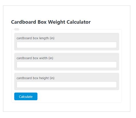 Cardboard Box Weight Calculator - Calculator Academy