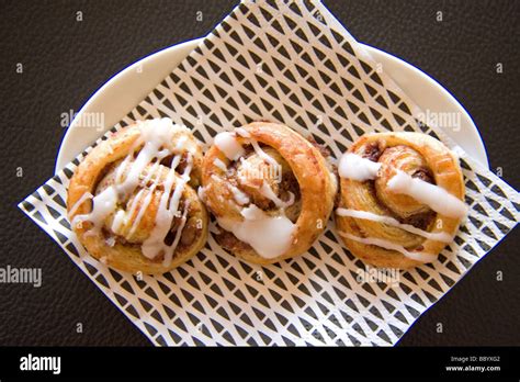 Three Cinnamon Rolls Stock Photo Alamy