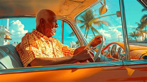 Premium Photo A Man Sits In The Drivers Seat Of His Car In The Style