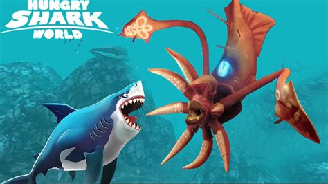 Hungry Shark World Great White Vs Colossal Squid Boss Battle All 38