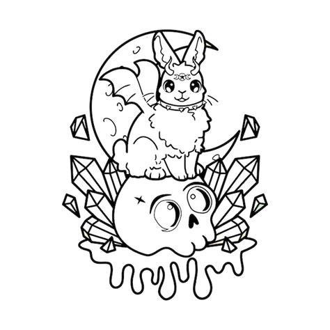 Premium Vector Pastel Goth Coloring Page Creepy Kawaii Pages