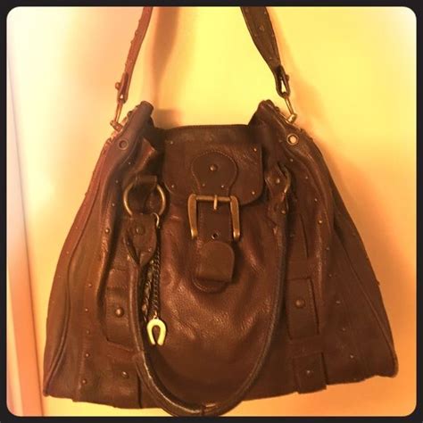 Betsey Johnson Large Brown Leather Shoulder Bag Brown Leather