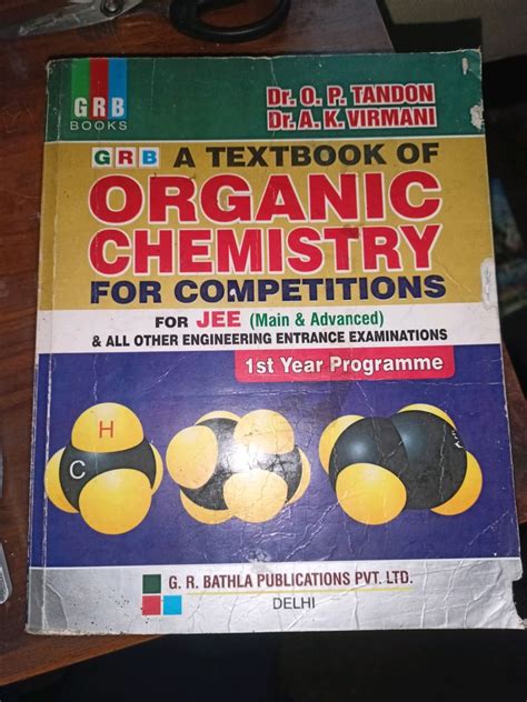 Textbooks Organic Chemistry Grb Op Tandon For Jee Main And Advanced