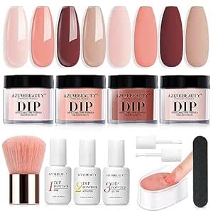 Amazon AZUREBEAUTY Pcs Dip Powder Nail Kit Starter Skin Tone All Season Nude Brown