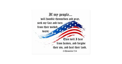 Bible Verse 2 Chronicles 7:14, USA Flag Postcard | Zazzle