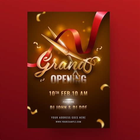 Premium Vector Grand Opening Flyer Design With Scissors Cutting