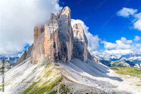 Three Peaks Of The Drei Zinnen Tre Cime Di Lavaredo In The Dolomite