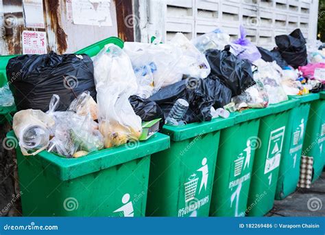 Overflowing Garbage Bins With Household Waste Editorial Photo Image