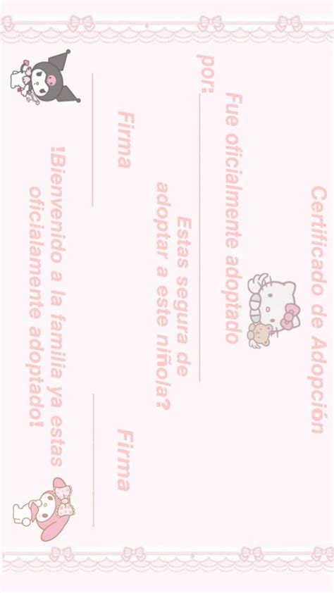 Certificado de adopción de hello kitty ๑ω๑ en 2023 Certificado de