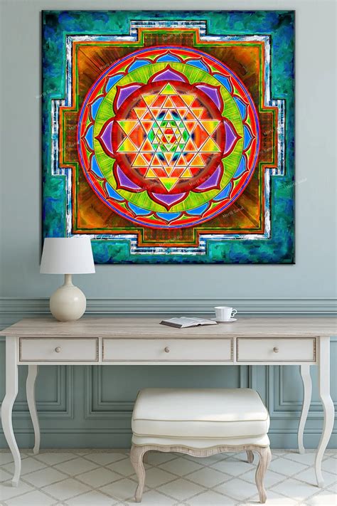 Peinture Sur Toile Avec Fleur De Vie G Om Trie Sacr E Sri Yantra