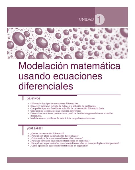 Unidad 1 Modelacion Matematica Utilizando Ecuaciones Diferenciales Modelación Matemática