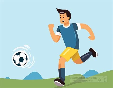 Soccer Clipart-cartoon illustration of a man running to kick a soccer ball