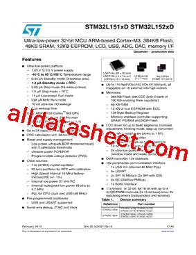 STM32L151RDT6 数据表 PDF STMicroelectronics