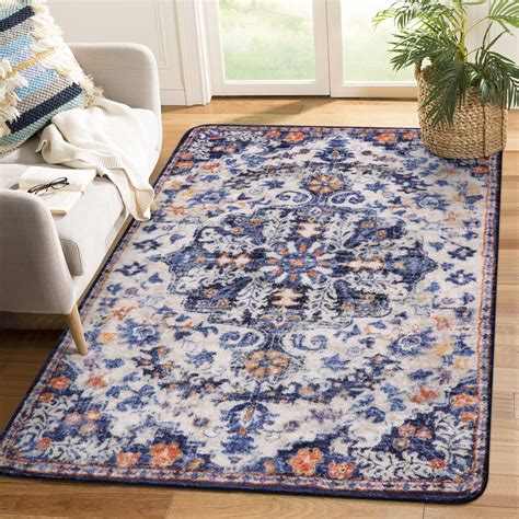 Amazon Lahome Bohemian Floral Medallion Area Rug X Blue