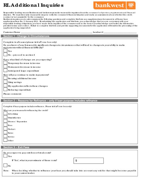 Fillable Online Bankwest Application Submission Checklist V 2doc Fax