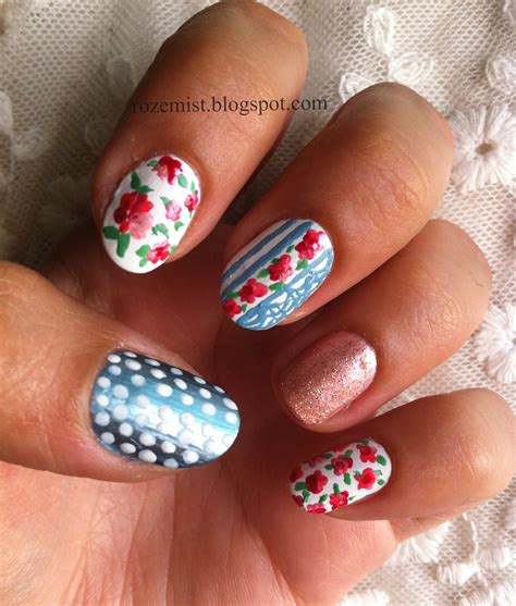 Nail Arts By Rozemist Cath Kidstonvintage Inspired Floral And Polkadots