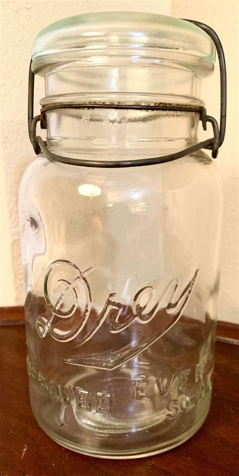 Vintage Drey Mason Jar Improved Ever Seal With Glass Lid Etsy