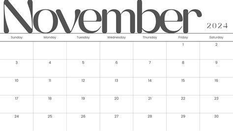 Printable November 2024 Calendar Template Printable Calendar