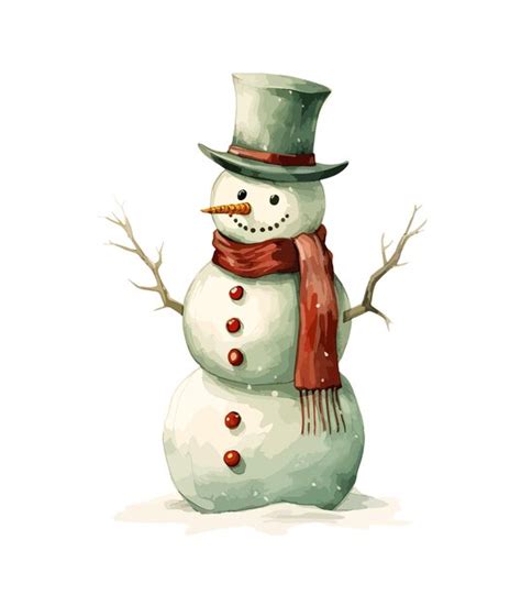 Premium Vector Snowman Watercolor Clipart Vector