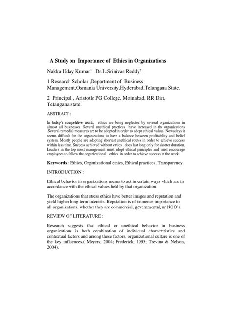 Abstract:: Keywords: Ethics, Organizational Ethics, Ethical Practices ...