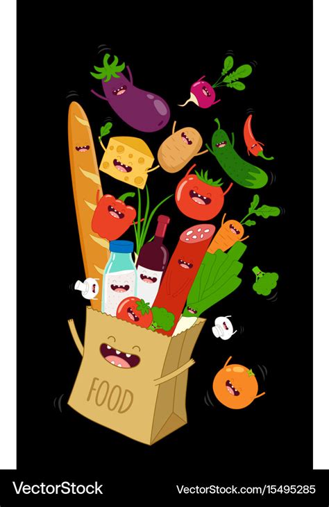 Funny Various Cartoon Vegetables Clip Art Vector Image